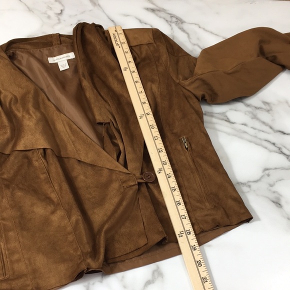 Boston Proper Brown Faux Suede Cropped Jacket Womens‎ 4 Wide Collar - Picture 10 of 11